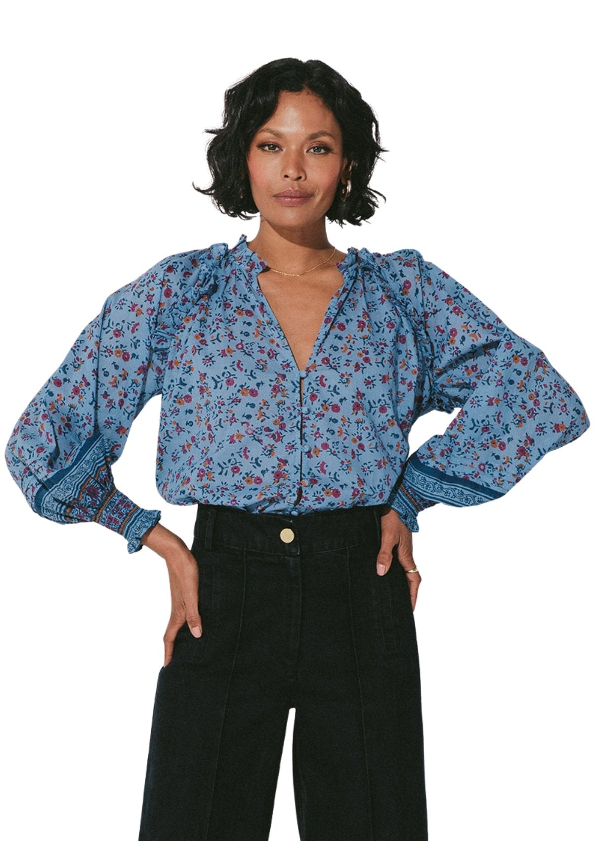 Cleobella-Ariana-Button-Front-Blouse-Lapis-Tops-Georgia Kate